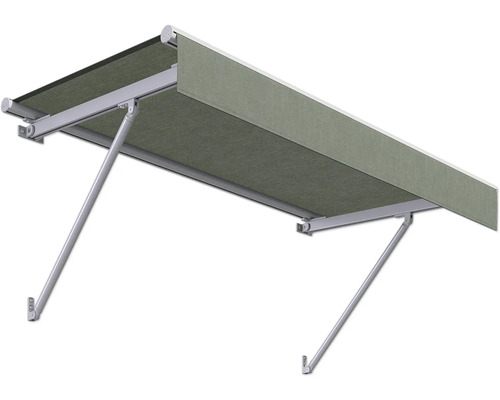 Store banne à bras articulés avec revêtement en tissu et support