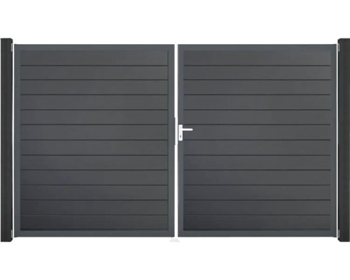 Portillon double GroJa BasicLine étroit droite prémonté sans poteaux cadre anthracite 300 x 180 cm anthracite