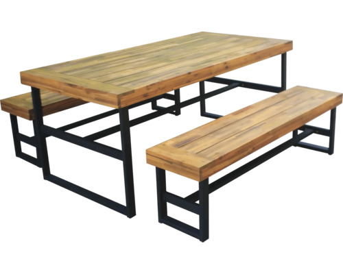 Ensemble de meubles de jardin table & 2 bancs