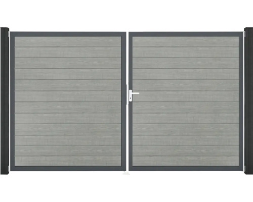 Doppeltor GroJa BasicLine Schmal rechts Rahmen anthrazit 300 x 180 cm Grey Ash Cut