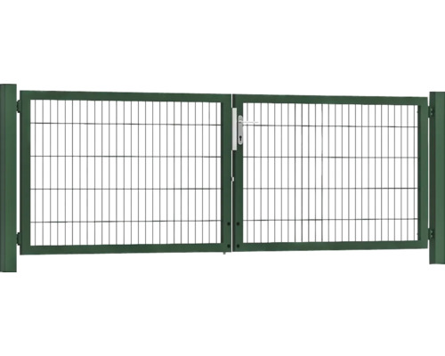 Premium-Doppeltor 300 x 100 cm 8/6/8 Rahmen 60x40 inkl. Pfosten zum Einbetonieren RAL 6005 moosgrün Premium-Doppeltor 300 x 100 cm 8/6/8 Rahmen 60x40 inkl. Pfosten zum Einbetonieren RAL 6005 moosgrün