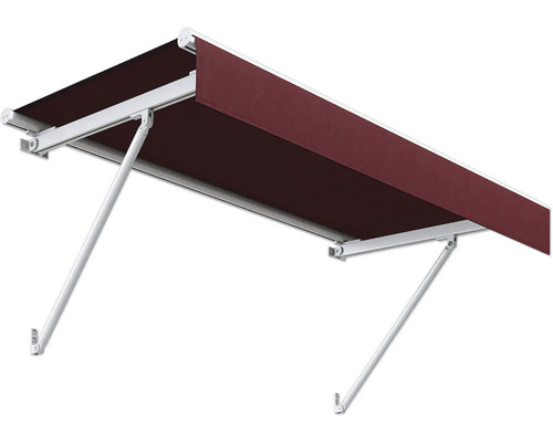 Store de terrasse avec armature blanche et toile de store