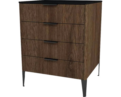 Commode avec 4 tiroirs Devo Lotos lxhxp 60x76x53 cm bronze expressive oak/soft black