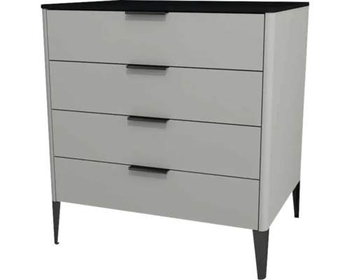 Commode avec 4 tiroirs Devo Lotos lxhxp 70x76x53 cm perfect touch gris acier/soft black