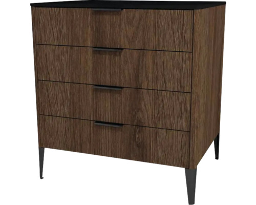 Kommode mit 4 Schubladen Devo Lotos BxHxT 70x76x53 cm bronze expressive oak/soft black