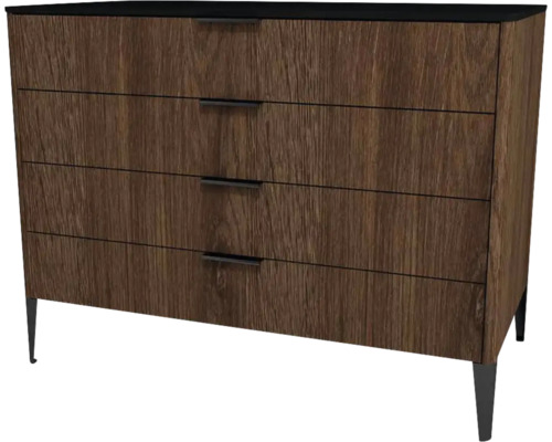 Commode avec 4 tiroirs Devo Lotos lxhxp 100x76x53 cm bronze expressive oak/soft black