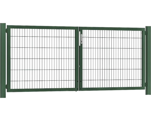 Premium-Doppeltor 300 x 120 cm 8/6/8 Rahmen 60x40 inkl. Pfosten zum Einbetonieren RAL 6005 moosgrün Premium-Doppeltor 300 x 120 cm 8/6/8 Rahmen 60x40 inkl. Pfosten zum Einbetonieren RAL 6005 moosgrün