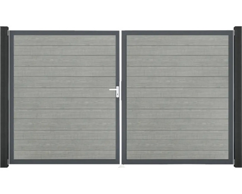 Doppeltor GroJa BasicLine Schmal links Rahmen anthrazit 300 x 180 cm Grey Ash Cut