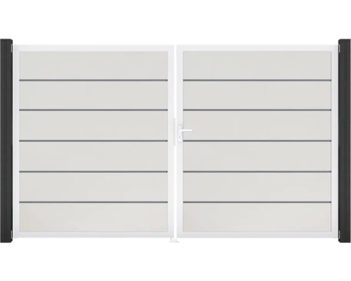Portillon double GroJa BasicLine Premium droite prémonté sans poteaux cadre aluminium 300 x 180 cm blanc