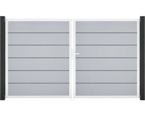 Doppeltor GroJa BasicLine Premium rechts Rahmen Aluminium 300 x 180 cm silbergrau