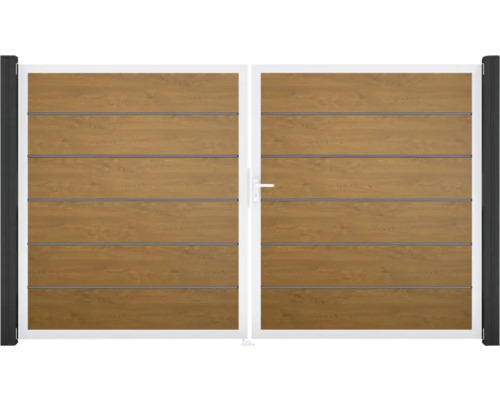 Doppeltor GroJa BasicLine Premium rechts Rahmen Aluminium 300 x 180 cm Golden Oak