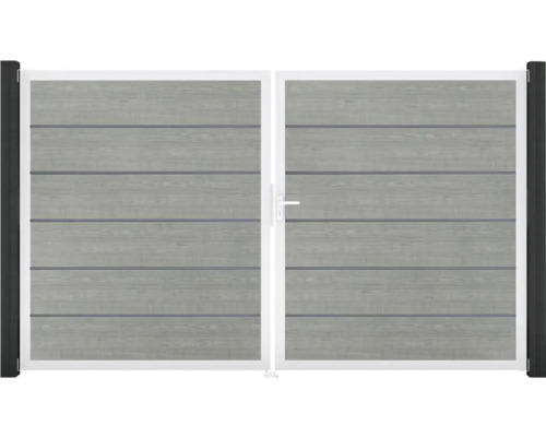 Doppeltor GroJa BasicLine Premium rechts Rahmen Aluminium 300 x 180 cm Grey Ash Cut