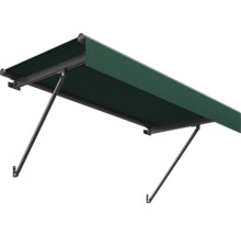 Store banne vert à bras articulés avec fixation murale