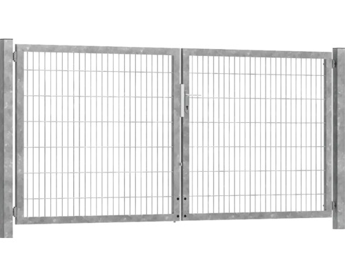 Premium-Doppeltor 300 x 140 cm 8/6/8 Rahmen 60x40 inkl. Pfosten zum Einbetonieren feuerverzinkt