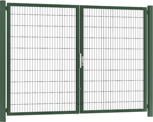 Premium-Doppeltor 300 x 200 cm 8/6/8 Rahmen 60x40 inkl. Pfosten zum Einbetonieren RAL 6005 moosgrün Premium-Doppeltor 300 x 200 cm 8/6/8 Rahmen 60x40 inkl. Pfosten zum Einbetonieren RAL 6005 moosgrün