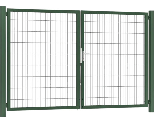 Premium-Doppeltor 300 x 180 cm 8/6/8 Rahmen 60x40 inkl. Pfosten zum Einbetonieren RAL 6005 moosgrün Premium-Doppeltor 300 x 180 cm 8/6/8 Rahmen 60x40 inkl. Pfosten zum Einbetonieren RAL 6005 moosgrün