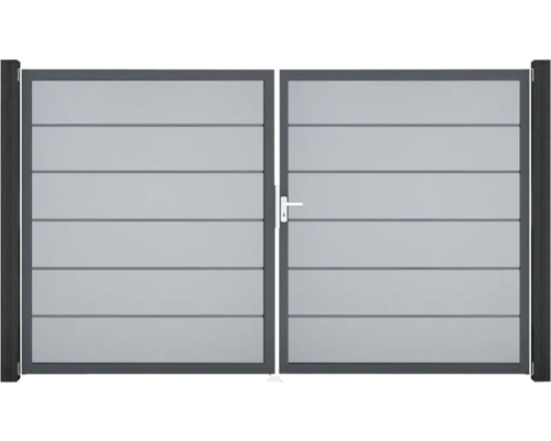 Portillon double GroJa BasicLine Premium droite prémonté sans poteaux cadre anthracite 300 x 180 cm gris argent