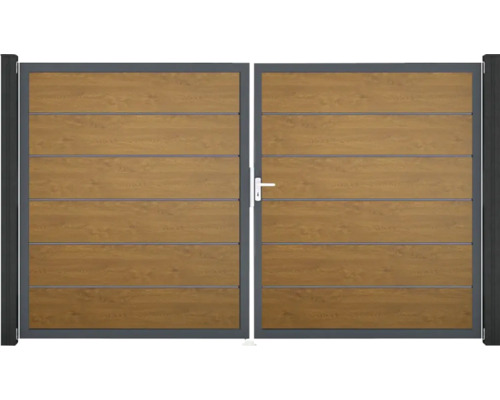 Doppeltor GroJa BasicLine Premium rechts Rahmen anthrazit 300 x 180 cm Golden Oak