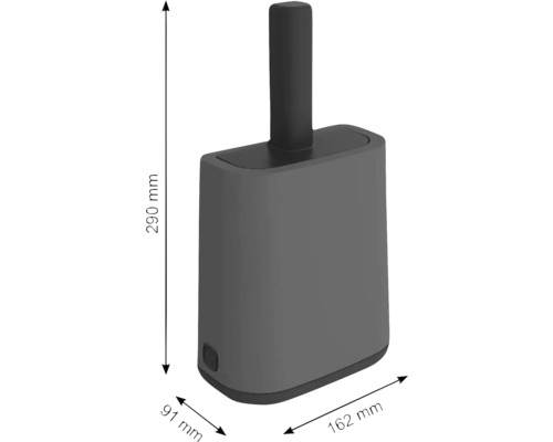 Toilettenbürstengarnitur mit den Maßen 290 mm Höhe, 91 mm Breite und 162 mm Tiefe