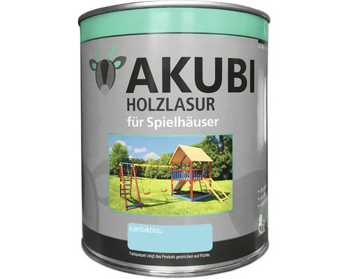 Lasure pour bois Karibu bleu Caraïbes 750 ml AKUBI peinture pour bois pour maisonnettes de jeu dans une boîte