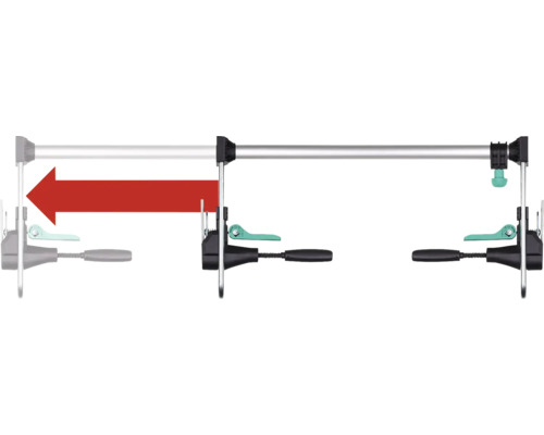 Schnittansicht einer ausziehbaren Duschstange mit Installationsanleitung