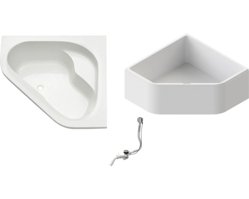 Badewannen Set OTTOFOND Minerva 135 x 135 cm weiss glänzend glatt 924021