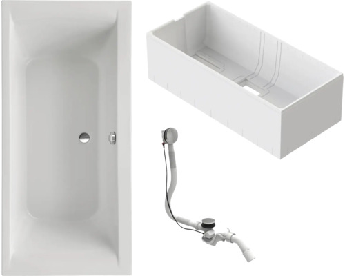 Badewannen Set OTTOFOND Wistula 80 x 190 cm weiss glatt glänzend 987021