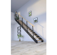 Escalier avec marches en bois et rampe en intérieur