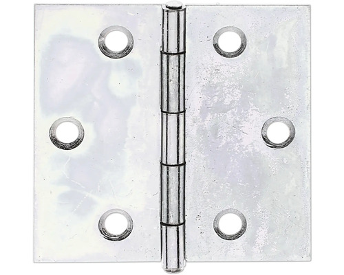 Charnière carrée avec tige en laiton rivetée 51 x 51 mm galvanisation sendzimir