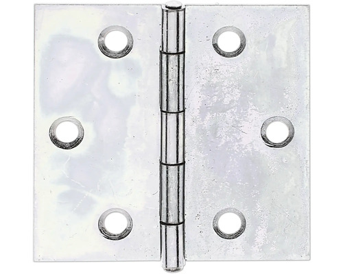 Charnière carrée avec tige en laiton rivetée 51 x 51 mm galvanisation sendzimir Charnière de porte en métal avec six trous pour vis