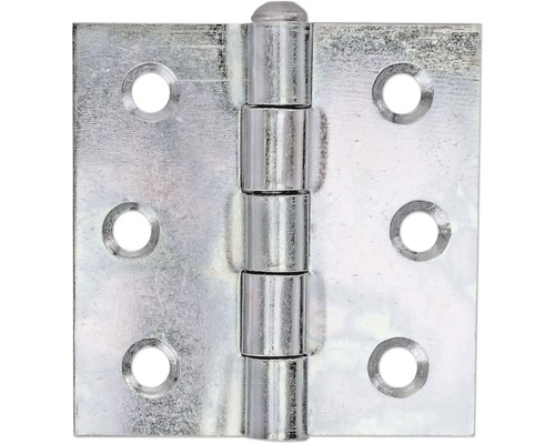 Charnière carrée avec tige en laiton, 63,5 x 63 mm, galvanisation sendzimir Charnière métallique avec trous pour vis