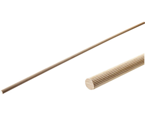 Hettich Barre cylindrique en hêtre strié 14 x 1000 mm 50 pièces Baguette de goujon rainurée en bois