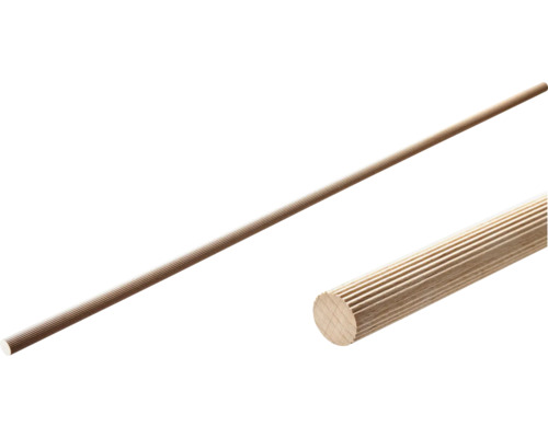 Hettich Barre cylindrique en hêtre strié 16 x 1000 mm 50 pièces Barre ronde en bois rainurée