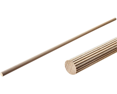 Hettich Barre cylindrique en hêtre strié 20 x 1000 mm 50 pièces Tringle ronde rainurée en bois