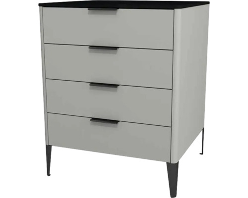 Commode avec 4 tiroirs Devo Lotos lxhxp 60x76x53 cm perfect touch gris acier/soft black