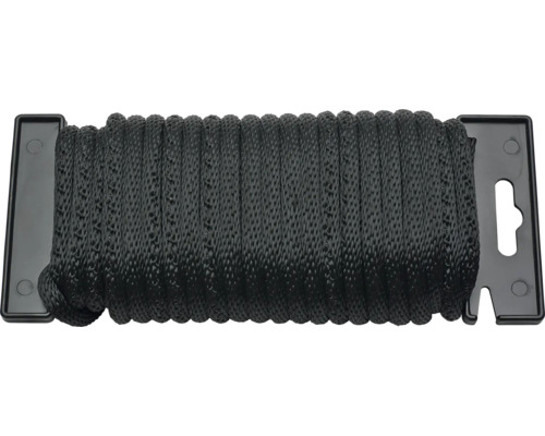 Mamutec Polyesterseil Ø 4 mm 20 m schwarz Schwarze geflochtene Nylonschnur auf einer Spule