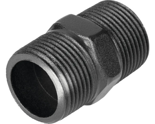 Raccord vissé Walteco 3/4" pièce de raccordement RT-2 (filetage extérieur) noir Double raccord mâle en métal fileté