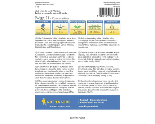 Paquet de graines de concombre de marque Kiepenkerl