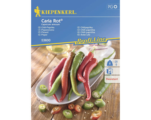 Chilli Carla Rot® (Kohsamui, HPA) Kiepenkerl Semences hybrides Semences de légumes Kiepenkerl Carla Rot Piment Chili Sachet de graines