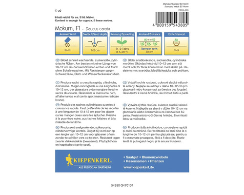 Paquet de graines de carottes Mokum F1