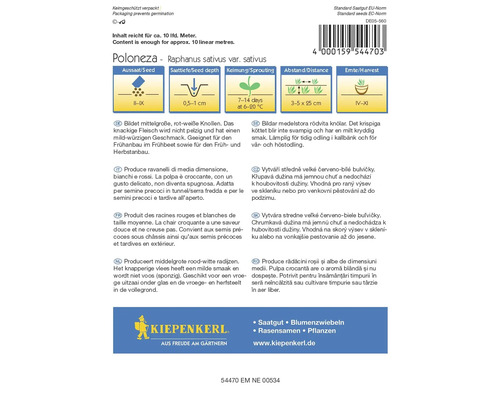 Paquet de graines de radis Poloneza