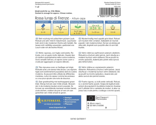 Samenpackung Rossa lunga di Firenze, Allium cepa