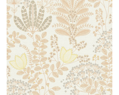 Vliestapete 39349-1 Famous Garden Blüten orange taupe