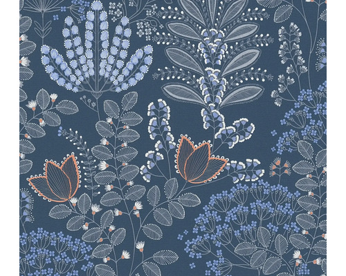 Papier peint intissé 39349-4 Famous Garden fleurs bleu taupe