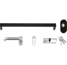 Türbeschlagset mit Türgriff, Langschild, Zylinder und Schlüssel