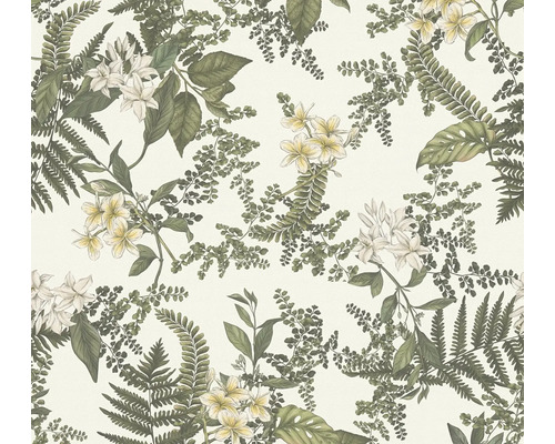 Papier peint intissé Drawn into Nature feuilles floral Papier peint avec motifs de fleurs et de fougères