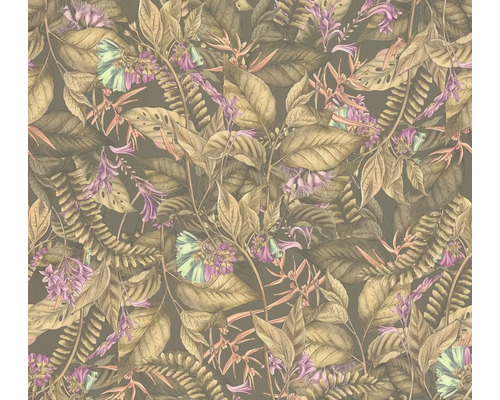 Papier peint intissé 39425-3 Drawn into Nature feuilles brun beige violet
