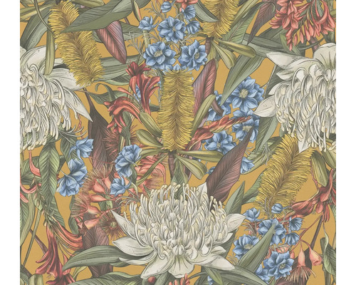 Papier peint intissé 39428-4 Drawn into Nature mélange de fleurs jaune vert bleu Papier peint intissé 39428-4 Drawn into Nature mélange de fleurs jaune vert bleu