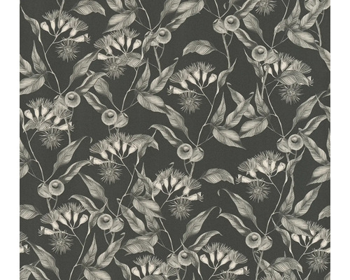 Papier peint intissé 39430-2 Drawn into Nature feuilles noir blanc gris