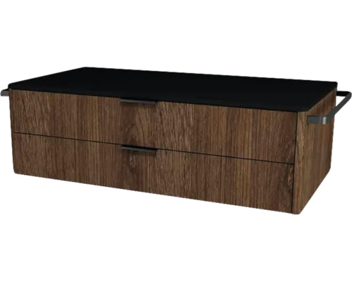 Meuble sous vasque avec 2 tiroirs Devo Lotos lxhxp 100x31x53 cm bronze expressive oak/soft black